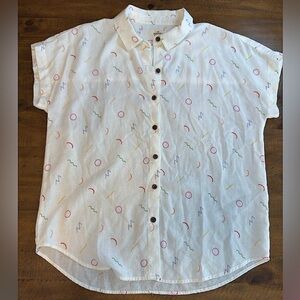 Marine Layer Nwot Womens White Dana Short Sleeve Shirt Button Up
